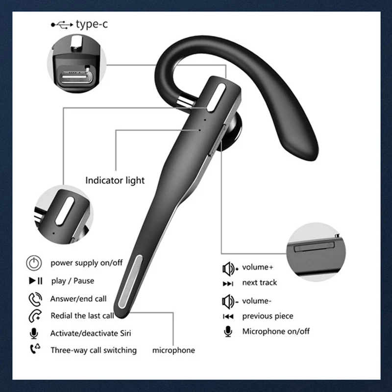 Wireless Bluetooth Headphones With Microphon Earphone ENC Noise Cancelling Handsfree Talking Headset Busines Auriculares Driving 6