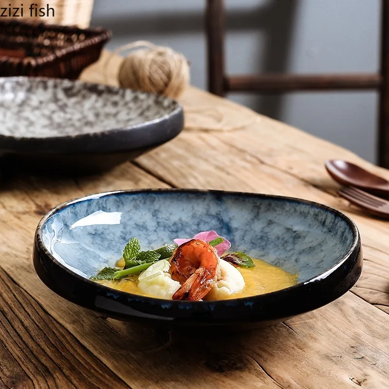 Creative Irregular Ceramic Dinner Plate Dessert Plate Snack Salad Plates Thick Soup Plates Restaurant Special Tableware