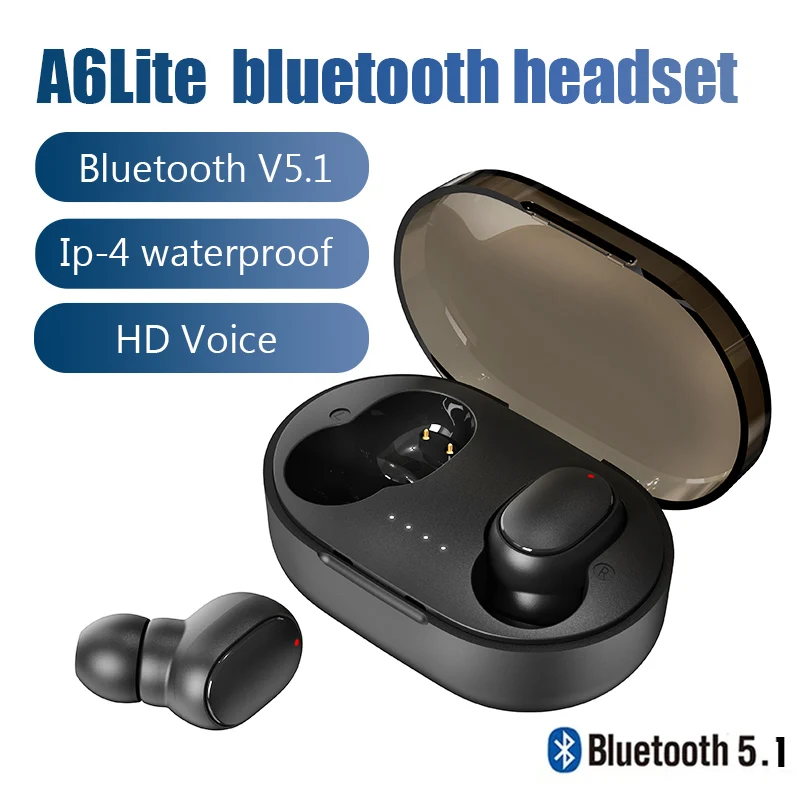 A6Lite TWS Earphones Wireless Bluetooth Headphones Waterproof Sport Headset Noise Reduction Earbuds with Mic For Smartphones | Электроника