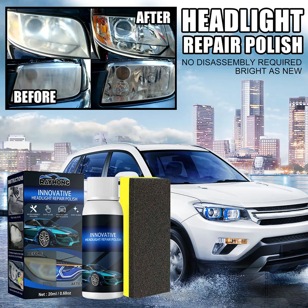 Car Headlight Polishing Agent Scratch Remover Repair Fluid Light Coating Renewal Cleaner Polishes Care Set Auto Fix