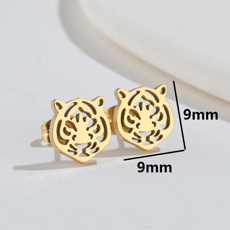 Punk Tier Tiger Kopf Ohrringe Für Männer Hypoallergen Edelstahl Ohr Piercing Männlichen Ohrring Tragus Schmuck Brinco Masculino – Detail 1