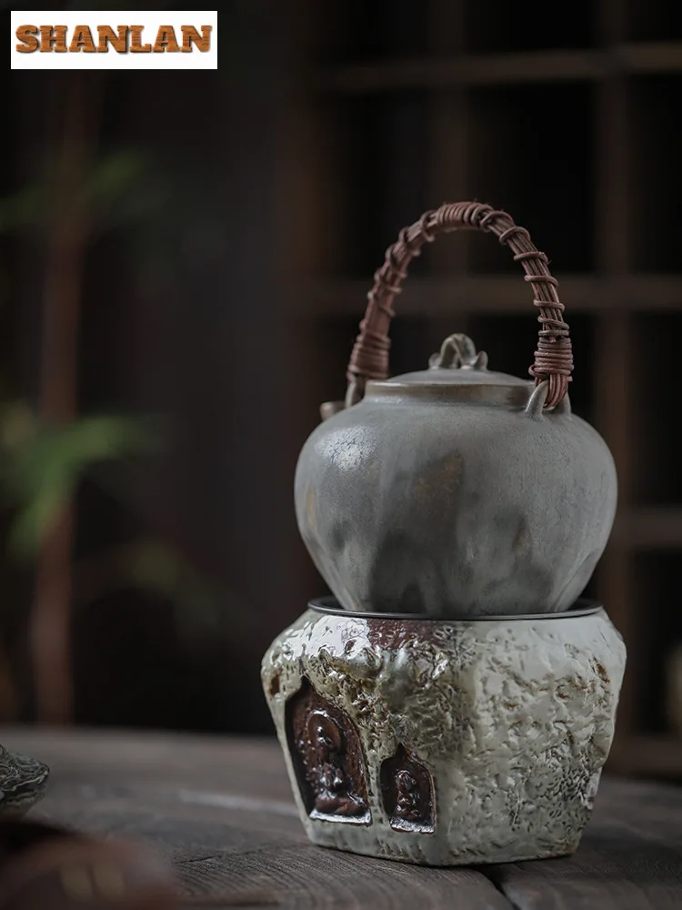500ml Dunhuang Buddha Coarse Jianshui Antique Tea Wash Bowl Writing-brush Washer Tea Dust Cylinder Barrel Chaxi Cafes Decoration