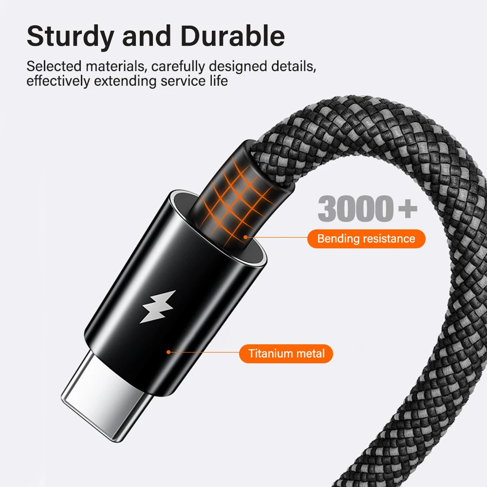 High-Speed USB Type C Charging Cable - 100W/60W, Fast Charging, 1M/2M Length