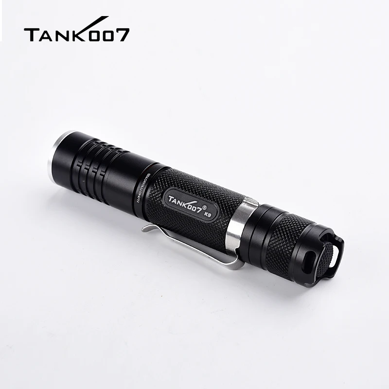 야외 미니 손전등, TANK007 K9, 스트레이트 모양, 휴대용 5 단 조명 모드, 미끄럼 방지, 고출력 토치, 200M, 800LM