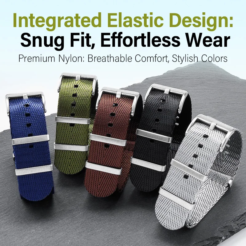 Premium Solid Color Nylon Watch Strap - Adjustable, Breathable & Comfortable for All Wrist Sizes
