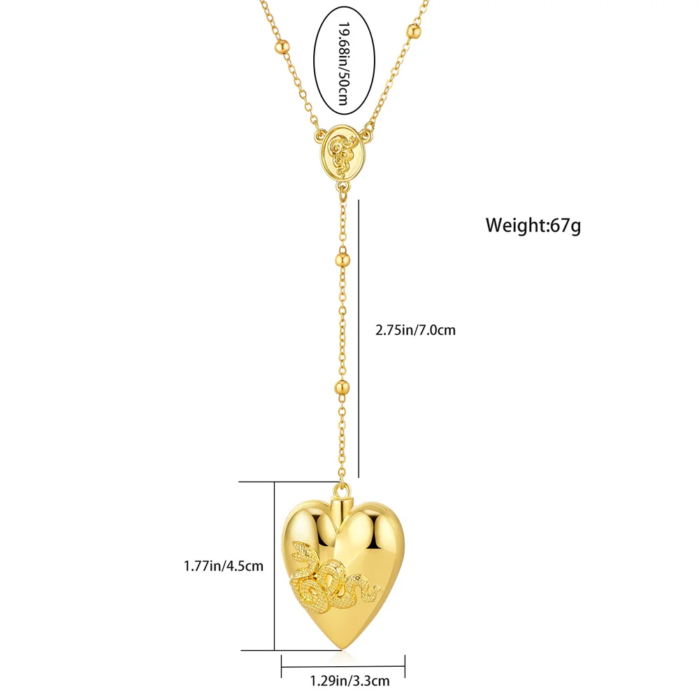 High Quality Lana Del Rey Heart Necklace Classic Luxurious Exquisite 3-Color Stainless Steel Multifunction Pendant