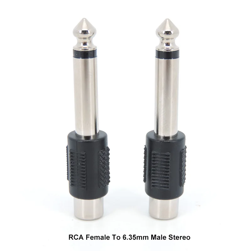 RCA Female Jack To 6.35mm 1/4" Male Stereo Plug Audio Adapter Connector Mic W28 audio adapter connectors