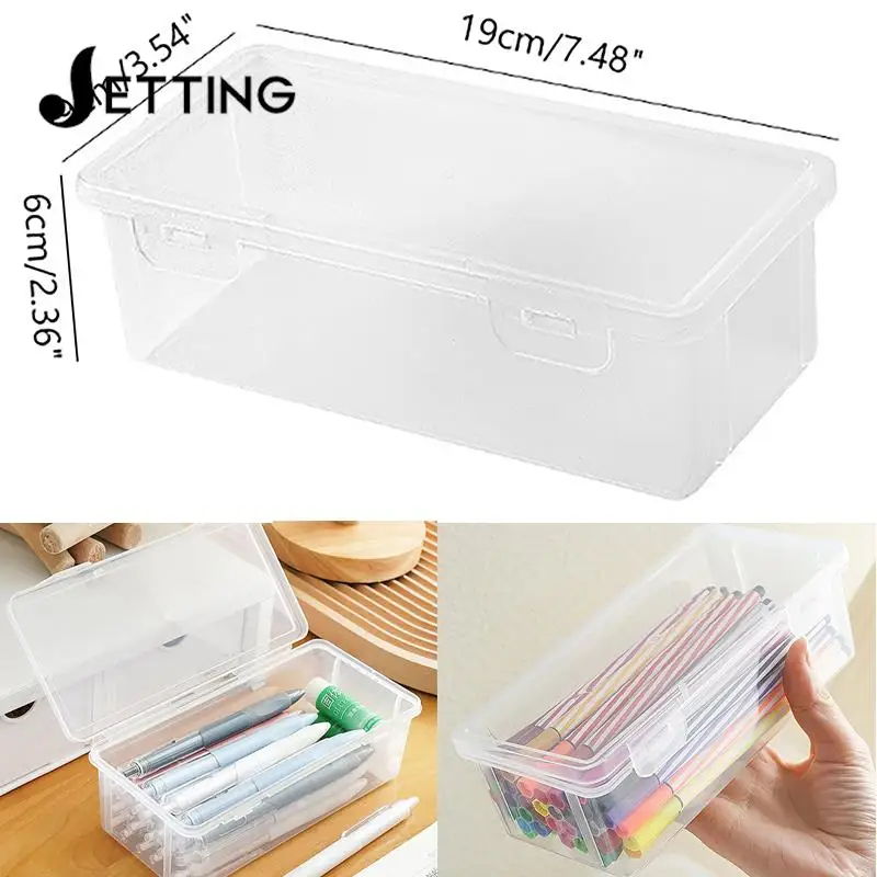 

1PC Large Capacity Plastic Pencil Box Stackable Translucent Clear Pencil Box Office Supplies Storage Organizer Box Wholesale