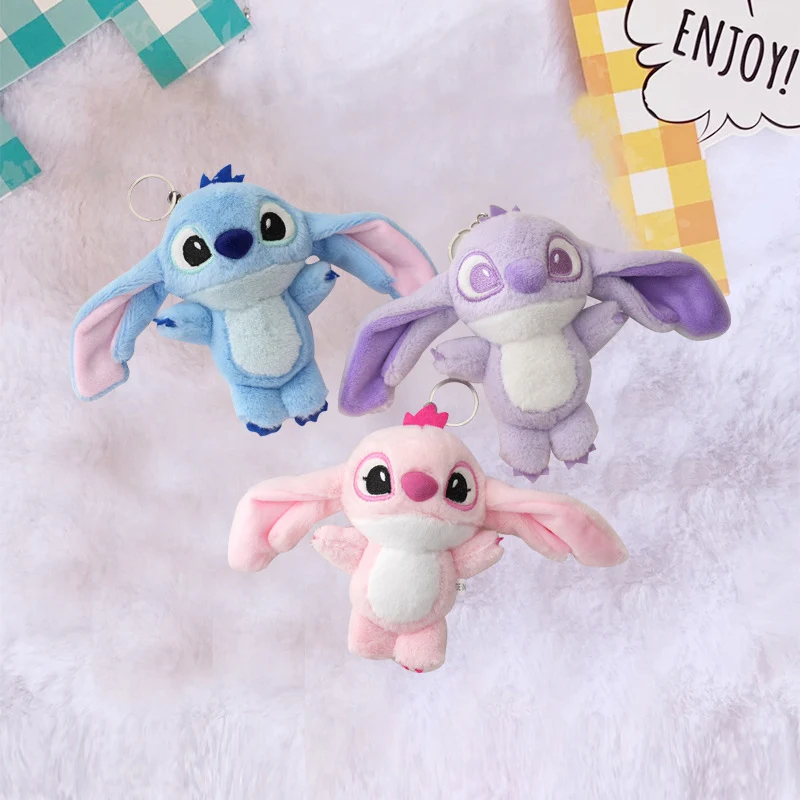 

12cm Disney Kawaii Stitch & Lilo Anime Figure Plush Keychain Pendant Backpack Decor Action Figure Stitch Plush Toys Kids Gift