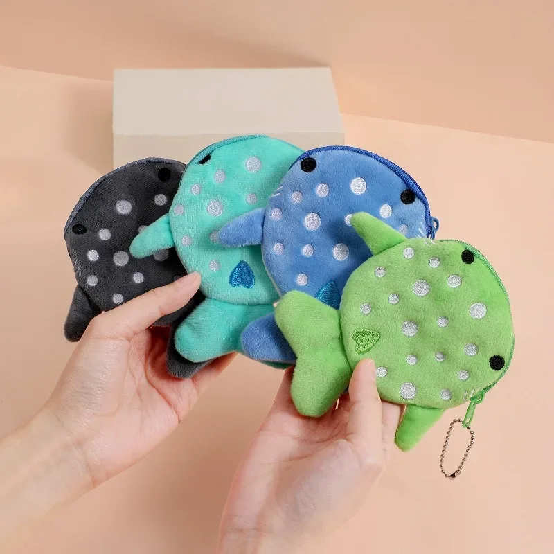 Cartoon Whale Shark Coin Purse Women Cute Plush Money Wallet Pouch Card Key Earphone Coin Purse Lipsticks Earphone Storage Bag