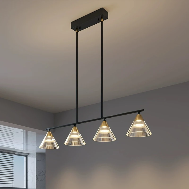

AiPaiTe LED modern chandelier PMMA polymer lampshade simple super bright long strip dining room bar minimalist pendant light