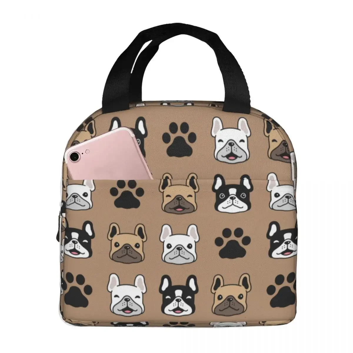 

Lunch Bags for Men Women French Bulldog Dog Insulated Cooler Portable Picnic Animal Canvas Lunch Box Food Storage Bags