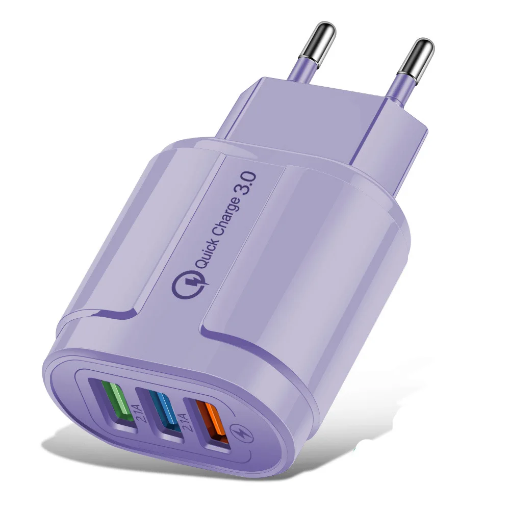 Mobile Phone Charger USB 2A 3 Ports Quick Charge Fast Charging iPhone Samsung Xiaomi Huawei Tablet Wall Adapter