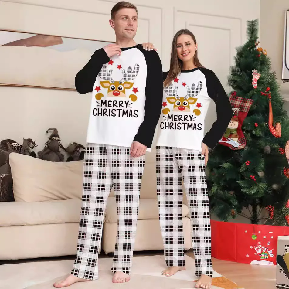thumbnail image 5 of Conjuntos familiares a juego para Navidad, pijamas de 2 piezas para mamá, papá e hijos, mamelucos para bebé, ropa de dormir informal y holgada, pijamas de aspecto familiar para Navidad, 5 of 5