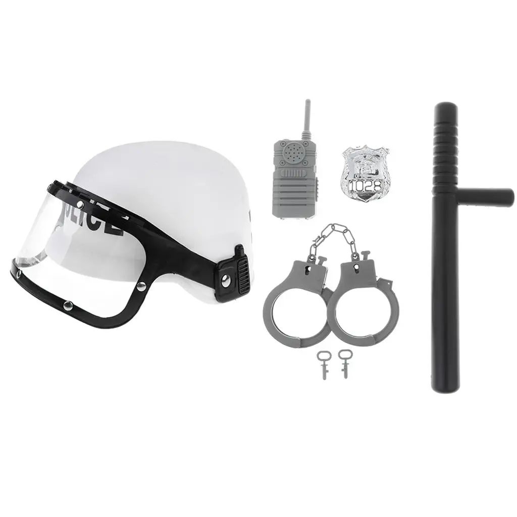 Toys-Kids Dress Up Role play set Riot Cop Helmet Badge spontoon Cuffs and Costume Set 5Pcs/set princess pretend toys