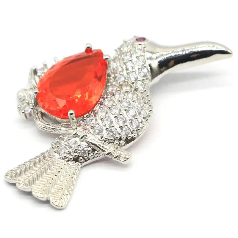 9g Real Customized 925 Solid Sterling Silver  PENDANT Bird Shape Orange Spessartine Fire Rainbow Violet Topaz Rhodolite Garnet C
