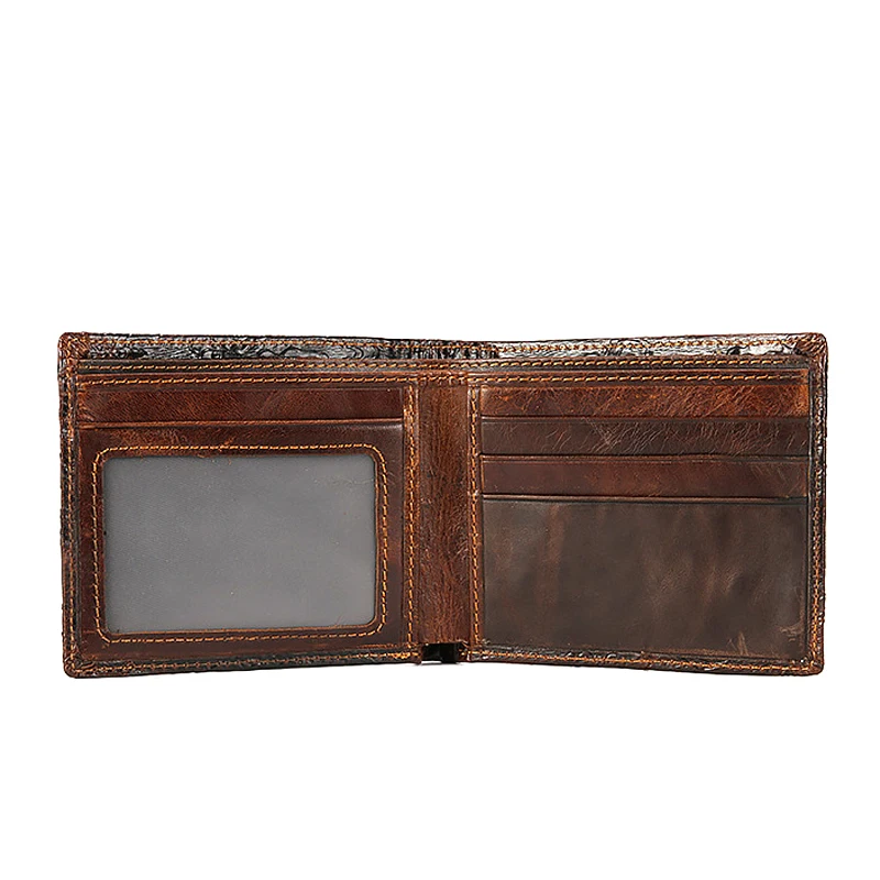 Fashion Men Wallet Genuine Leather 3D Dragon Design Short Wallets Retro Male Purse Business Card Holder Money Bag 2