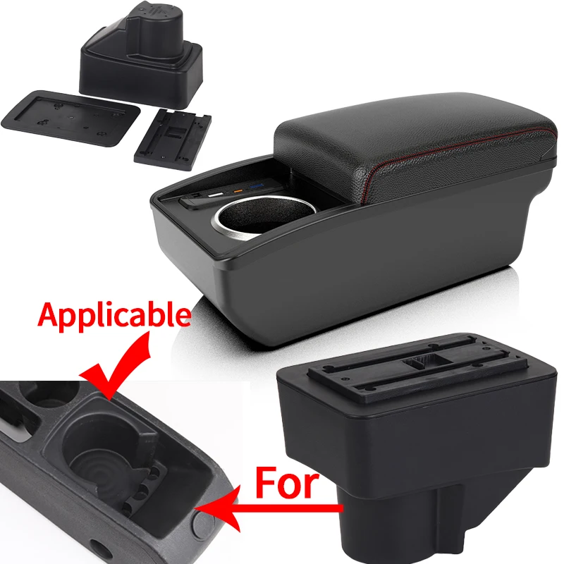 포드 피에스타 특수 차량 암레스트 박스 개조 수납 박스 포드 피에스타 3 2011-2018 센터 콘솔 차량용 액세서리 컵홀더