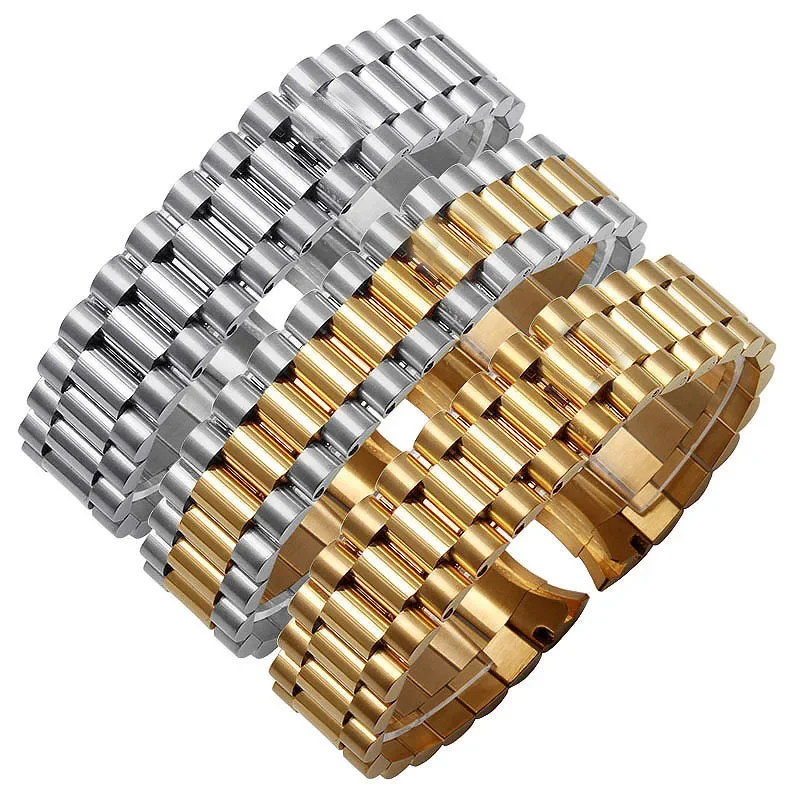 

13 17 20 21mm Watch Accessories Band FOR ROLEX Date-Just Series Wrist Watch Strap Solid Stainless Steel Arc Mouth Bracelet