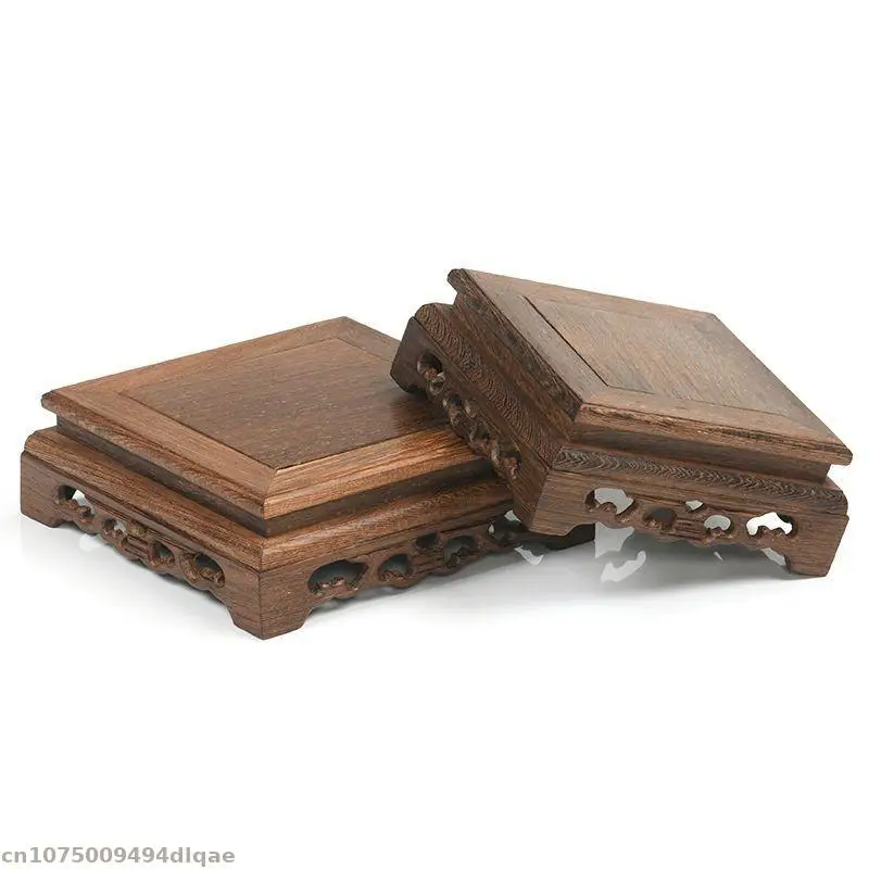 Vintage Solid Wood Display Stand Mini Statue Figure Handicrafts Base Garden Flowerpot Bonsai Plant Incense Burner Display Stand