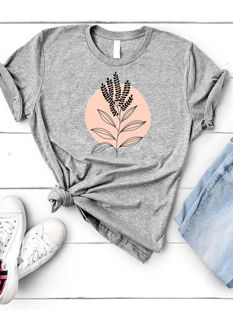 

Watercolor Plant Lovely Style Women Clothes Graphic T-shirt Short Sleeve Summer Lady Fashion Print Female Shirt Tee