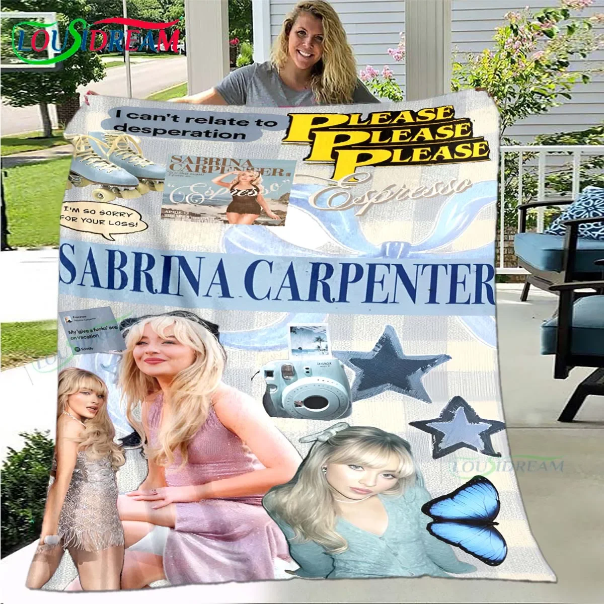 Pop Female Singer S-Sabrina Carpenter Four Seasons Blanket Sofa Cover Travel Bed Plush Blanket Travel Office Break Blanket Gift 5