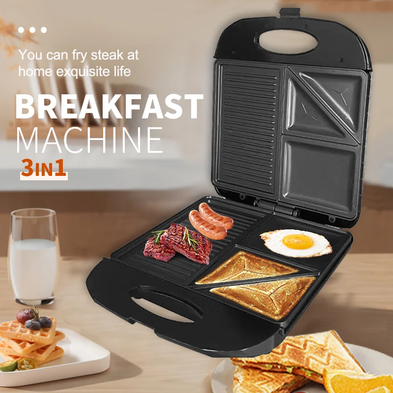 

Электрическая бытовая вафельница XEOLEO, 3 в 1, зеркальная многофункциональная машина для завтрака