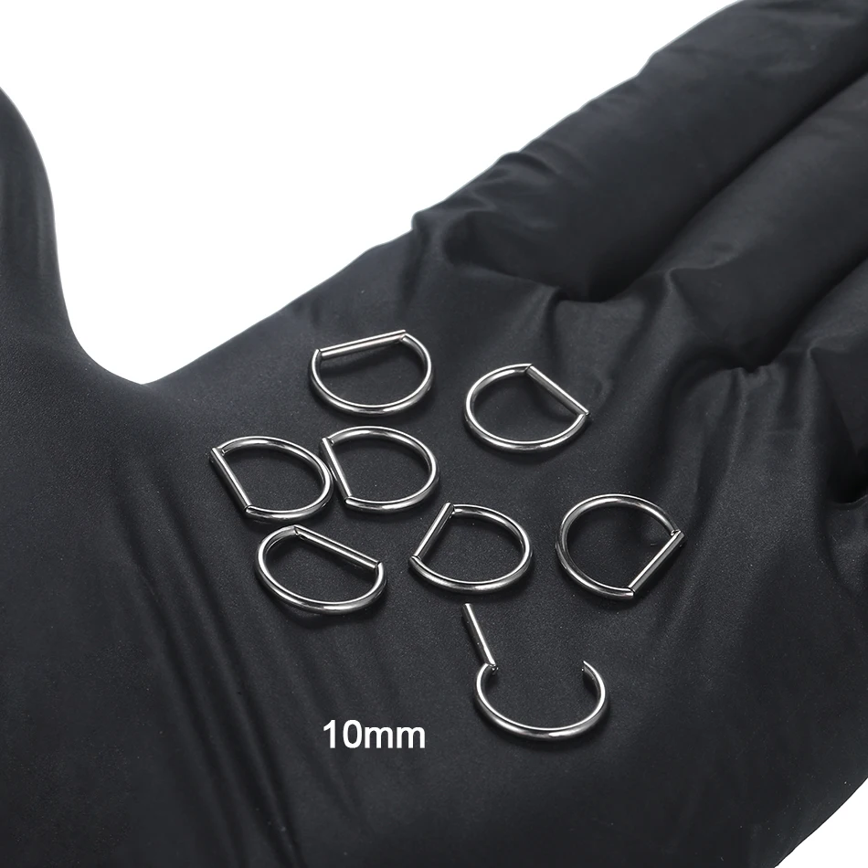 G23 Titanium Piercing D Shape Segment Ring Clicker Ear Cartilage Tragus Helix Lip Nose Hoop Half Ring Jewelry 16G 8/10/12/14mm
