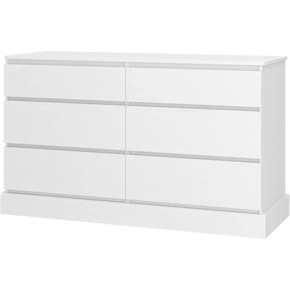 Dresser for Bedroom, Modern Chest of Drawers, Storage Tower Clothes Organizer Closet, Long Double Dresser with No Handle Drawers 6