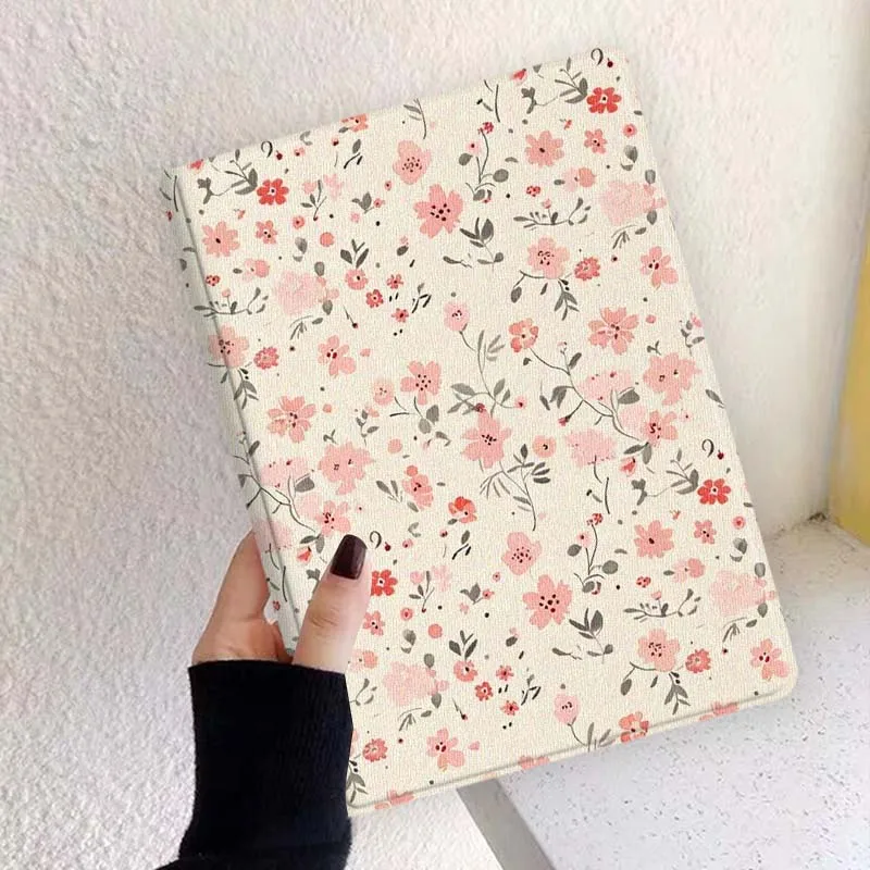 Cartoon Pink Flower Pattern Tablet Case