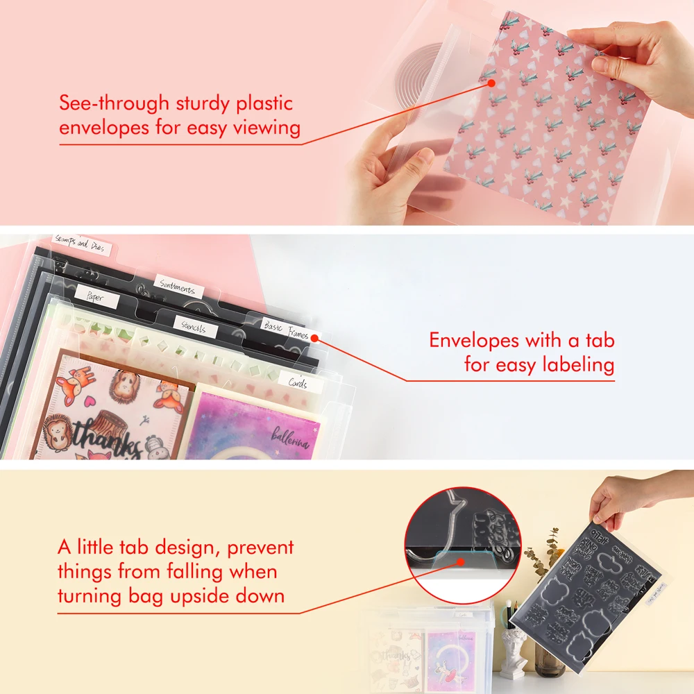 Storage Box Double Sided Strong Magnetic Sheets Plastic Storage Envelopes and Clear Craft Storage Box for Storing Scrapbooking Craft Dies