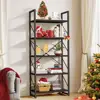 5 Tier Bookshelf Modern Bookcase Open Storage Rack Organizer Artsy Design Durable Metal Frame Anti-Tip Easy Assembly Multi-Zone 2