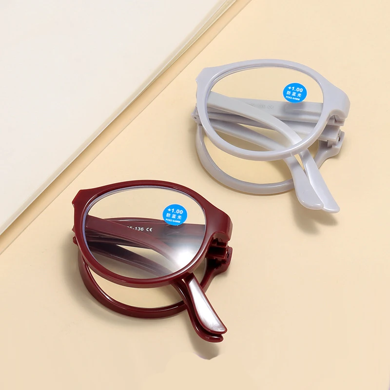 Round Men Women Anti Blue Light Folding Reading Glasses Presbyopia Eyeglasses Computer Eyewear with +1.5 +2.0 +2.5 +3.0 +3.5