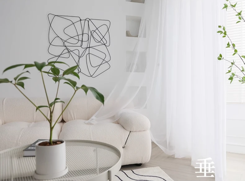 Moderne einfache weiße Tüll-Fenster-Trillon-Vorhänge für Wohnzimmer, Schlafzimmer, Esszimmer, transparentes Dekor, Hochzeitstür, HOTEL – Detail 10