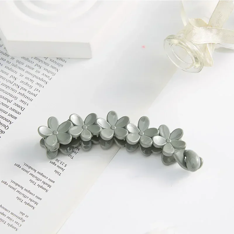 Hair Clips Hair Accessories Korean Simple Frosted Banana Ponytail Holder Back Head Banana Clip Small Flowers Plum Blossom Twisted Clip