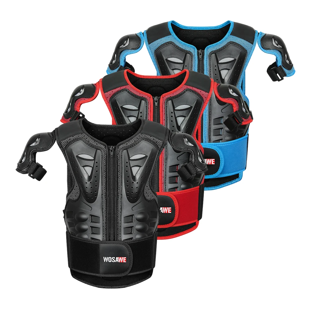 WOSAWE 5-10 years old Kids Full Body Armor Motocross Outfit Vest Sports 4WD Skateboard Skating Skiing Child Armor Gear Set