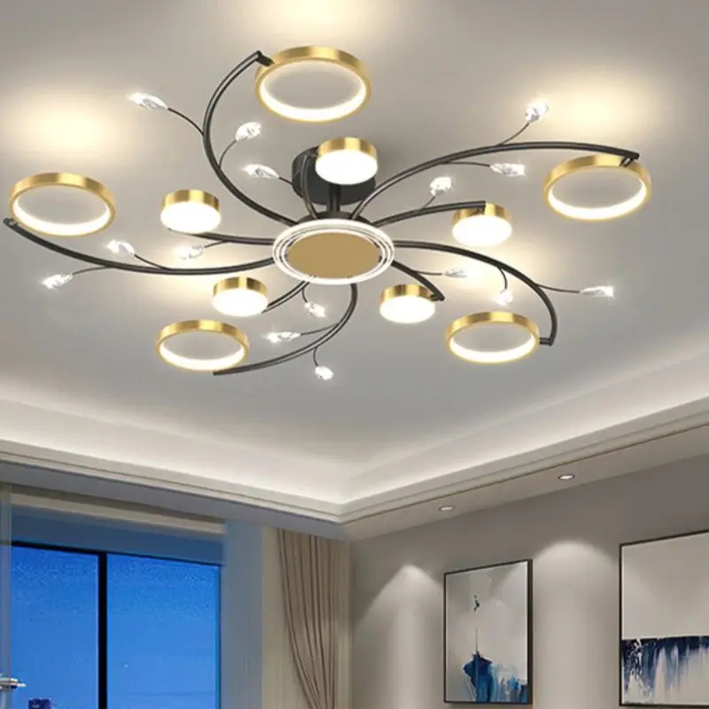 

Aluminum Gold Luxury Pendant Lights Modern Led Chandelier For Living Room Bedroom Study Room K9 Crystal Decorative Lamps 90-260V