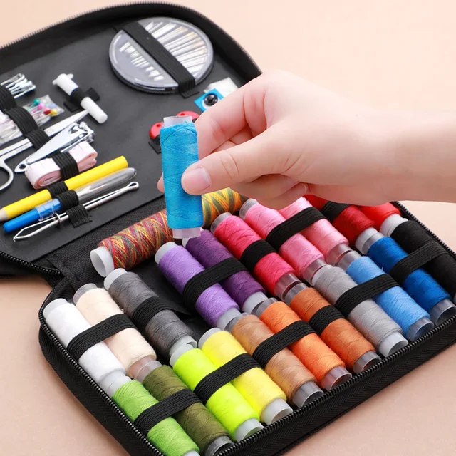 Complete Sewing Kit with Threads Needles Scissors Tape Measure Buttons Portable Travel DIY Embroidery Handwork Sewing Tool Set 3