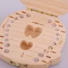 Baby Wood Tooth Box Organizer Milk Teeth Storage Language Spain English Collect Teeth Umbilica Save Gifts Baby Tooth Box 5