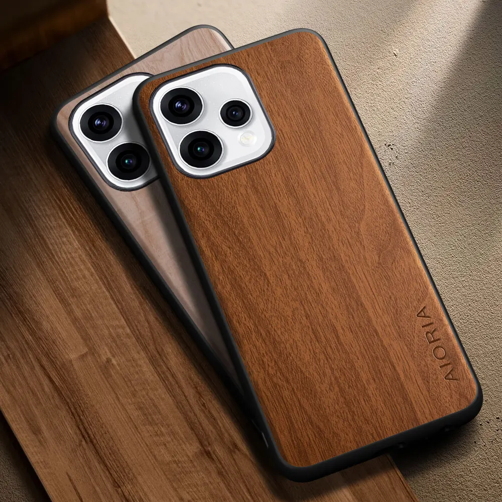 Elegant Stylish Wooden Pattern PU Leather Phone Case Cover