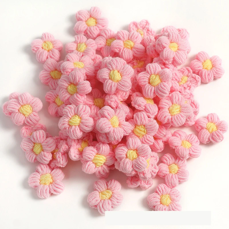 20Pcs Knitted Fluff Woolen Flowers Applique Patches Handmade DIY Hairpin Jewelry Clothing Hair Accessories Material Ornaments knitting supplies knitting material knitting craft supplies