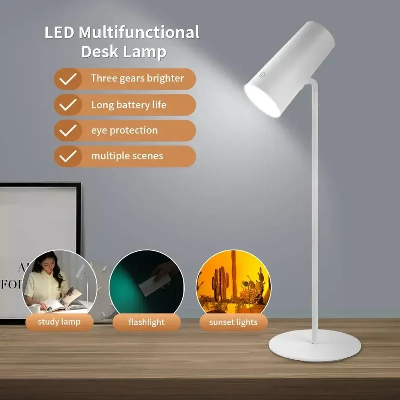 

LEDTableLampforStudyEyeProtectionUSBDimmingReadingLightFlashlightBedroomBedsideDecorPhotoSunsetDeskLamps