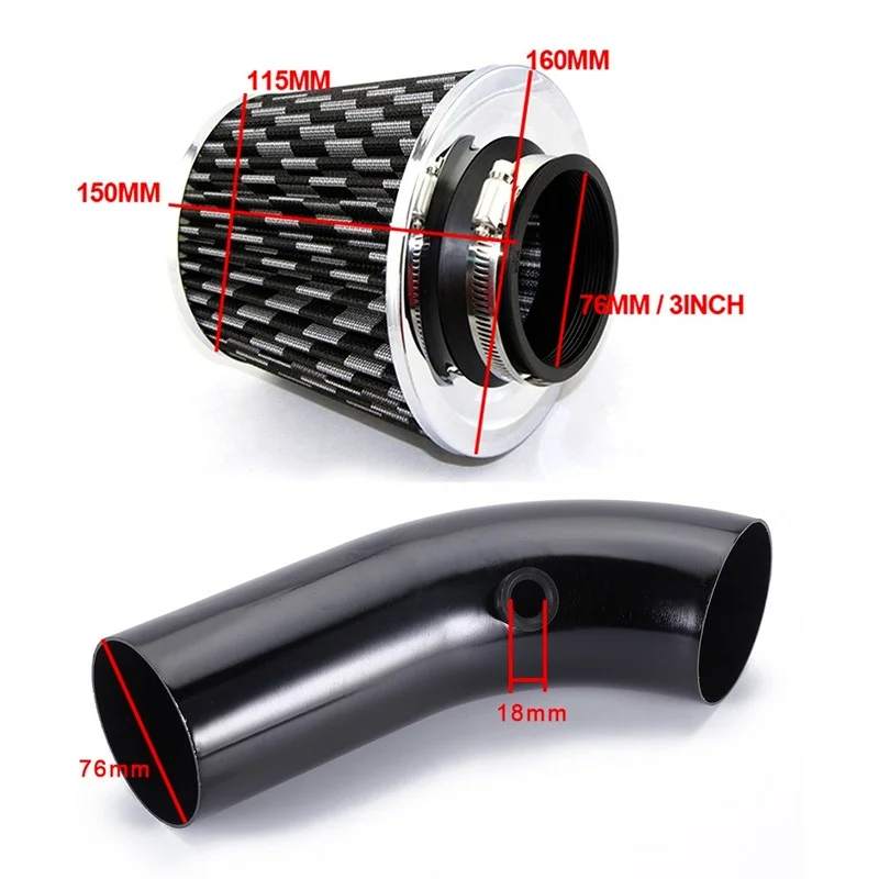 Automobile Refitting Parts Large Flow Mushroom Head Aluminum Alloy Air Inlet Set Air Filter Inlet Pipe Aluminum Alloy 1 Set air filter intake pipe air intake pipe air intake kit air intake filter