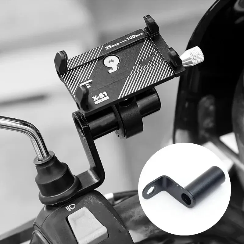 Motorcycle Phone Holder Handlebar Stand Bike Rear View Mirror Mount Extender Security Quick Lock Support Telephone Stand
