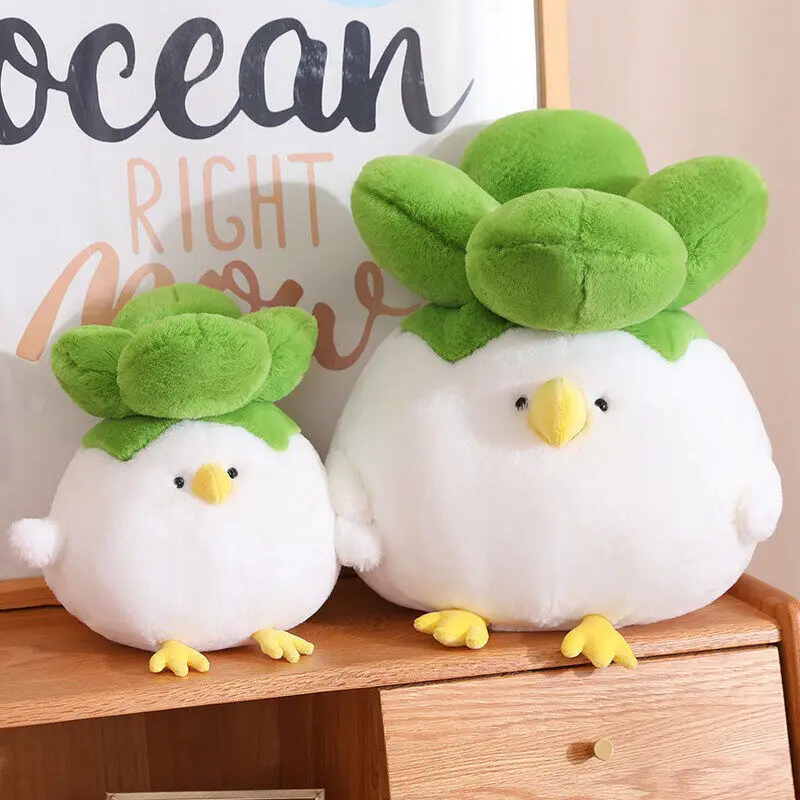 Funny Cabbage Bird Stuffed Animals Plush Toy Cute Hugging Plushies Cuddle Pillow Gift for Kids Baby Girls Birthday Party Decor