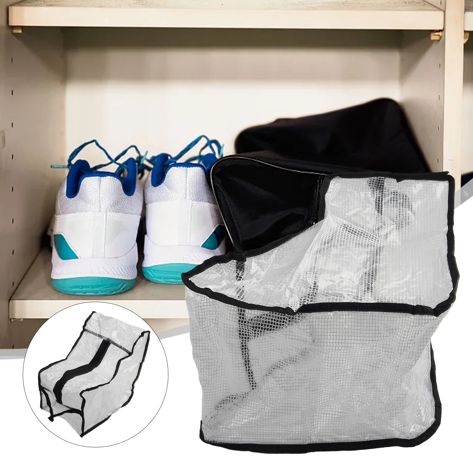 

Carrying Handle Outdoor Travaling Storage Bag Shoes Bag Transparent Unique Design Waterproof Clamp Mesh Handle Design