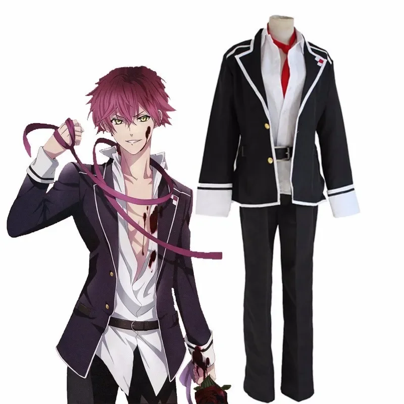 Anime Diabolik Lovers Sakamaki Ayato Costume Cosplay Set Completo School Uniformen Uomo Donna Halloween Party Outfit Blazer