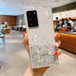 Bling Starry Sky Glitter Transparent Phone Case with Shiny Stars for Galaxy A03 Core (White)