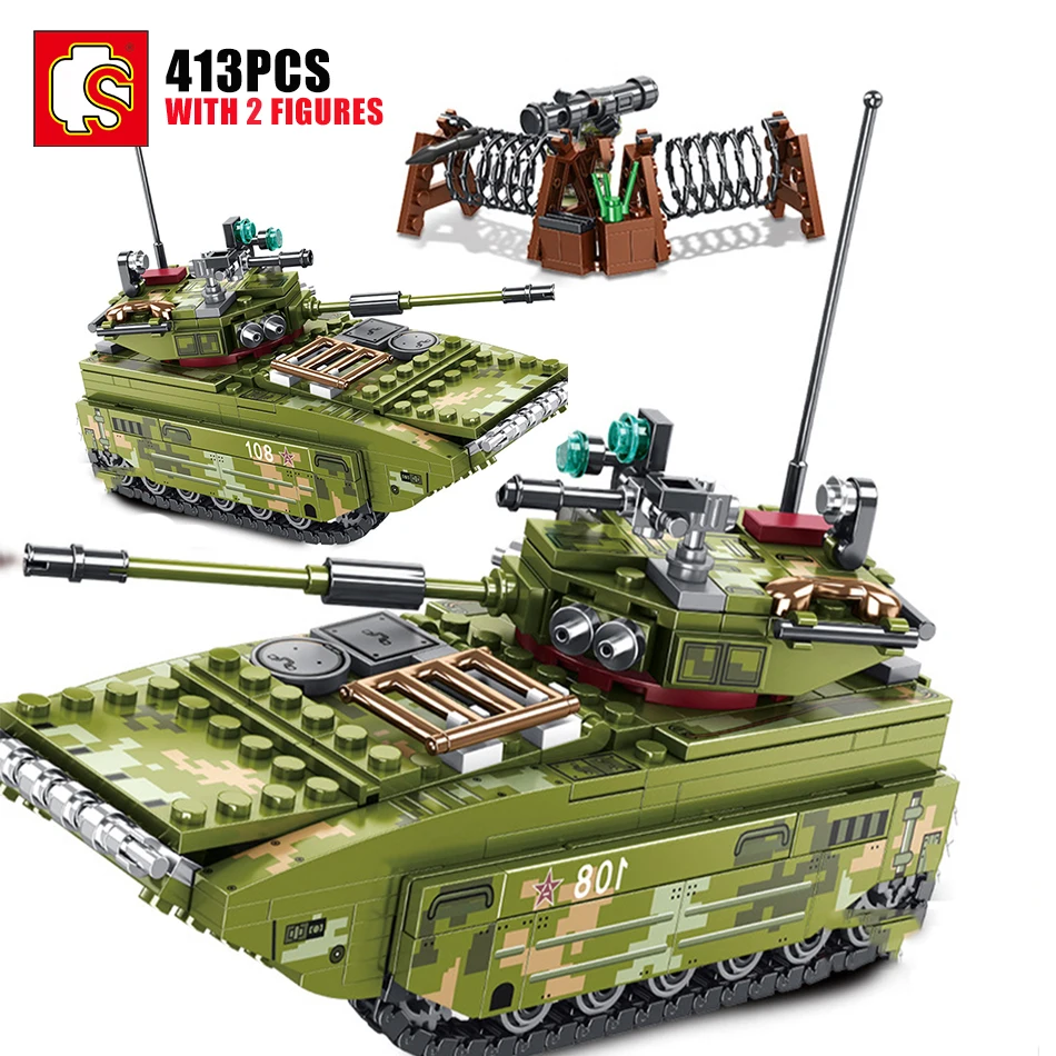 SEMBO Military Weapon 99A Tank Model Building Blocks Boys WW2 Army Soldiers Educational DIY Figures Bricks Toys For Children wood blocks for crafts Blocks