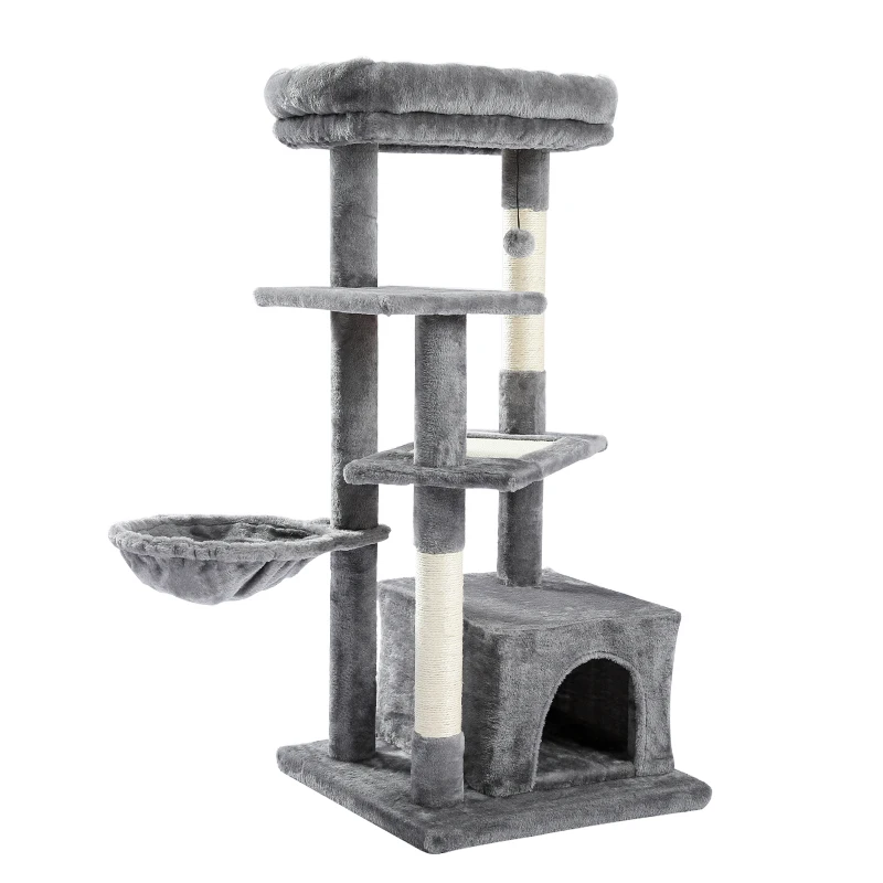 

Cat Tree Tower Cat Scraper with Hammock Cat Scratcher with Sisal Scratching Post Furniture Climbing Frame Condo Top Soft Perch